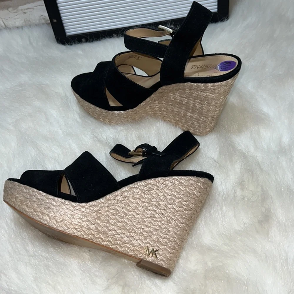 Michael Michael Kors Suede Wedge Platform Sandals.